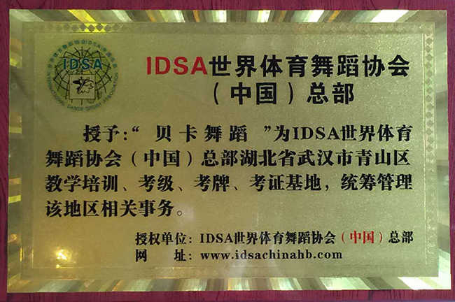 IDSA世界舞蹈体育协会授权环球童影舞蹈为官方指定考点